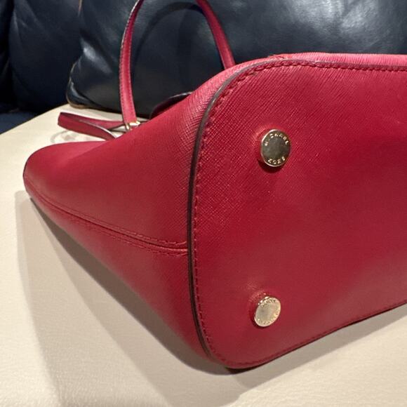 Michael Kors Red Saffiano Leather Shoulder Bag - Picture 6 of 14